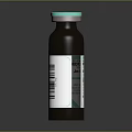 Medical Device Brown Glass Vial With Green Cap And Barcode Label