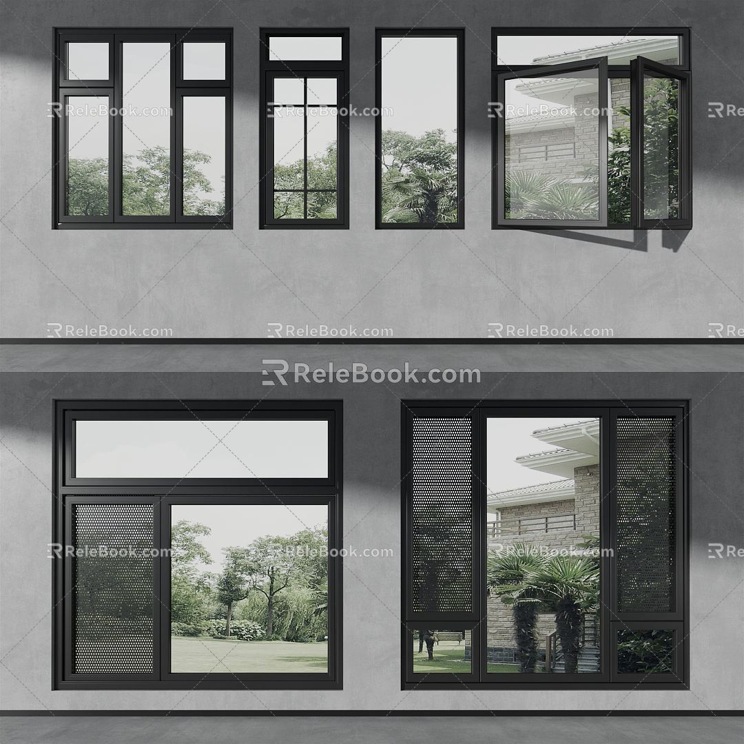 Modern windows 3d model