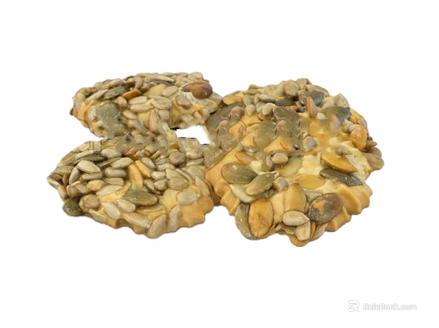 Golden Crunchy Nutty Handmade Biscuits Loaded With Pumpkin And Sunflower Seeds 3d model 