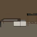 Modern Living Room Coffee Table Design With Metal Frame Ottoman And Side Table