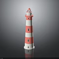 Pink And White Lighthouse Shaped Decorative Furniture Accent With Window Design