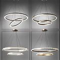 Modern Circular Chandeliers With Metallic Frames Illuminated On Gray Wall Background 3d model