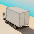 White Commercial Box Truck With Delivery Transport Cab And Body Structure