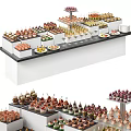 Elegant Layered Buffet Table With Neatly Arranged Assorted Food Drinks And Desserts