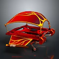 Futuristic Red And Yellow Flame Designed Flying Vehicle With Suspension Frame