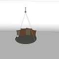 Hanging Chair Minimalist Round Design With Soft Brown Cushions Suspended By White Ropes For Indoor Relaxation