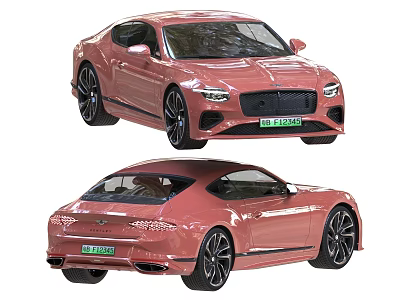 Pink Sports Car With Sleek Exterior Black Wheels Modern Headlights And Taillights 3d model