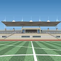 Open Air Public Sports Stadium With Covered Grandstand And Green Football Field 3d model