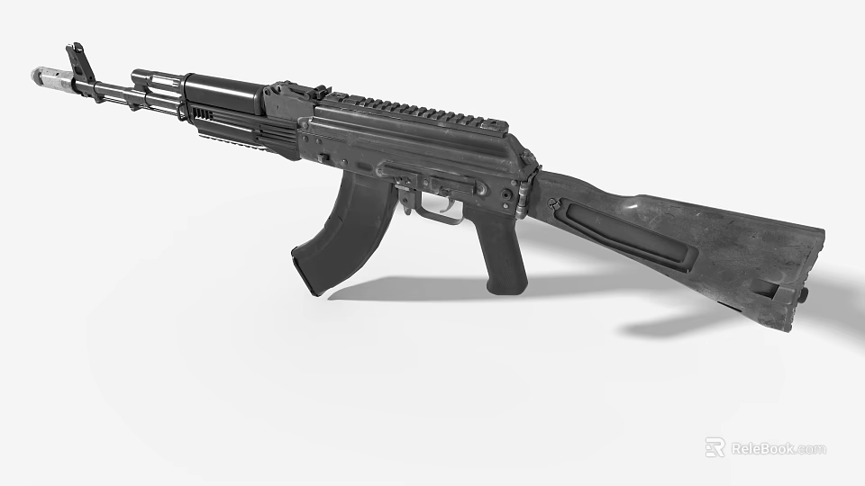 Game Movie Character Holding Black Tactical Assault Rifle In Combat Scene 3d model 