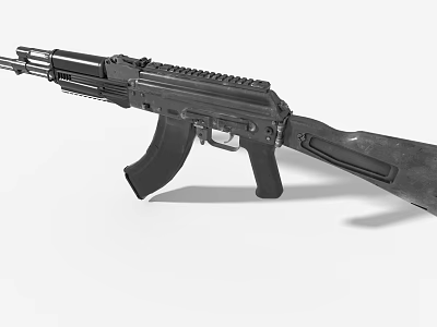 Game Movie Character Holding Black Tactical Assault Rifle In Combat Scene 3d model