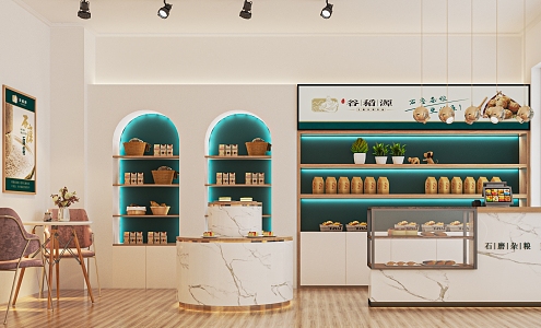 Modern Cake Shop Sweet Shop Baking Shop Milk Tea Shop Beverage Shop Shelf Freezer Bread Cabinet Display Cabinet Cashier 3d model