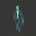 Confident Man Walking With Briefcase In Gray Background Wearing Professional Suit
