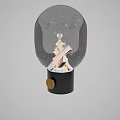 Transparent Glass Globe Stove With Burning Flames Wood Logs Black Base And Gold Knob