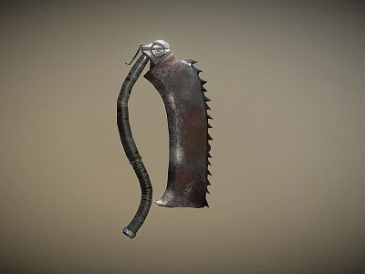 Rustic Medieval Battle Axe Weapon With Serrated Blade And Curved Handle 3d model