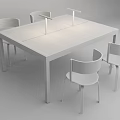 Modern Minimalist Light Wooden Rectangular Dining Table With Four Chairs 3d model