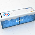 Engaging Curling Interactive Area With Ice Surface Target And Blue Base Logo