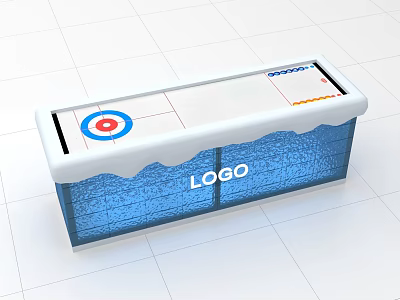 Engaging Curling Interactive Area With Ice Surface Target And Blue Base Logo 3d model