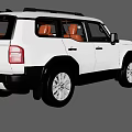 Toyota White Off Road SUV With Roof Rack Distinctive Grille And Orange Seats