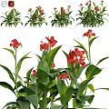 Decorative Ornament Set With Red Flowers And Green Leaves For Home Tabletop Decoration