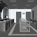 Commercial Restaurant Kitchen With Stainless Steel Worktables Shelves And Fresh Produce