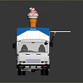 Colorful Polka Dot Ice Cream Food Truck With Open Side And Cone On Top