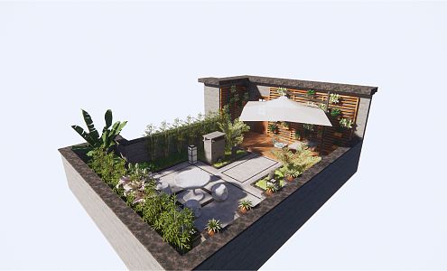 Roof Garden Modern Garden 3d model