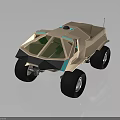Modern Military Vehicle With Geometric Exterior Green Windshield And Off Road Tires