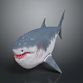 Realistic 3D Shark Model With Sharp Teeth Open Mouth And Gray Blue Body 3d model