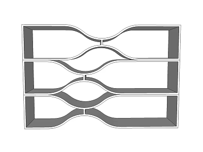 Modern Bookcase Design With Curved Open Shelves And Multi Layer Structure 3d model