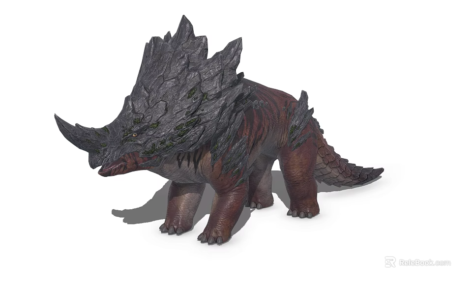 Fantasy Dinosaur Creature Featuring Rock Like Armor And Spiked Back Design 3d model 