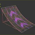 Sports Ramp With Pink Arrows And Striped Surface For Skateboard Training