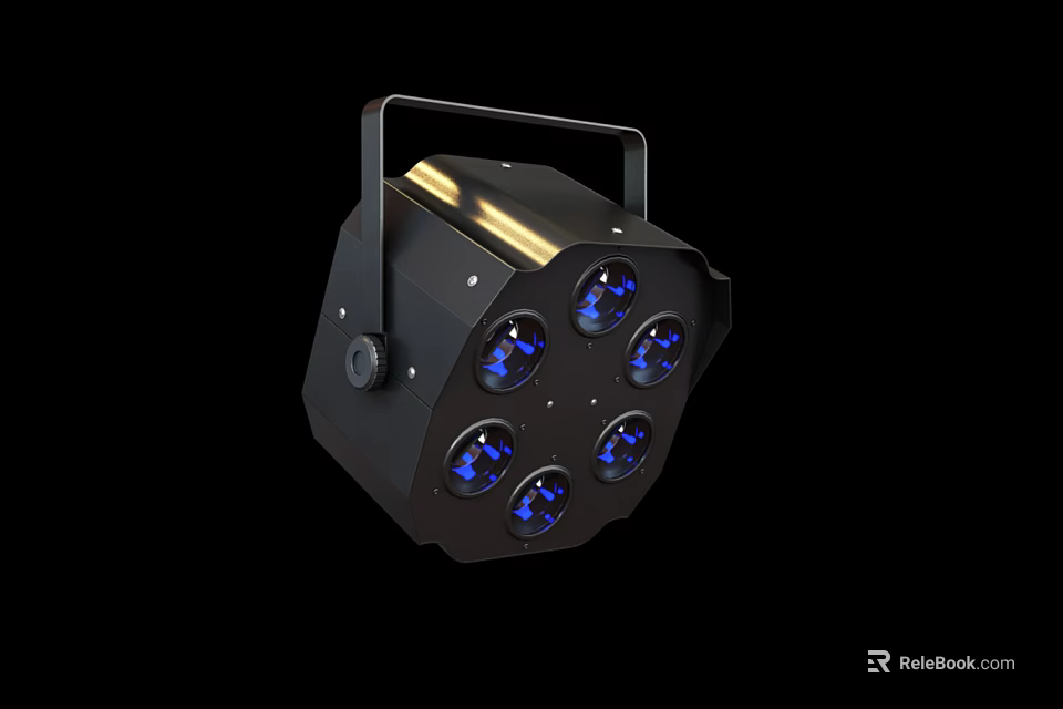 Black Downlights And Spotlights With Multiple Blue LED Bulbs And Handle 3d model 