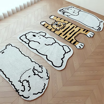 Animal Shaped Rugs For Home Decor On Wooden Floor 3d model