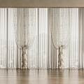 French Curtain Gauze Curtain Pleated Fabric Curtain Printed Gauze Curtain Fabric Curtain 3d model