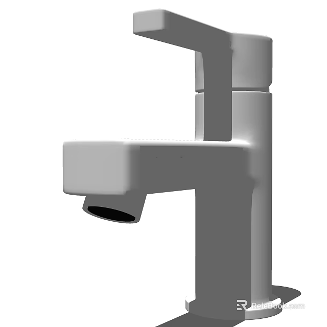 Modern Sleek Faucet With Single Handle Square Spout And Chrome Finish 3d model 