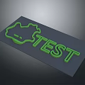 Modern Green 3D TEST Text Design with Black Background in Modern Scene