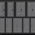 White Maternal And Child Doors Interior Design With Different Panel Styles 3d model