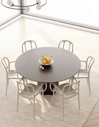 Modern round dining table and chair 3d model