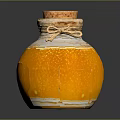 Orange Ceramic Jar With Cork Stopper Twine Tied Glossy Surface On Black Background