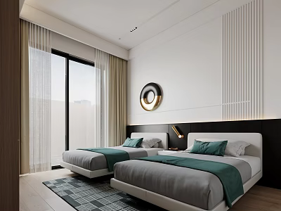 Modern Room Hotel Double Room 3d model