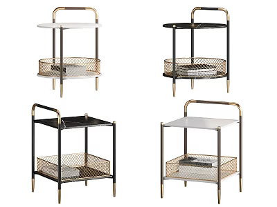 Modern Stylish Coffee Tables With Metal Frame Storage Basket And Tabletop Designs 3d model