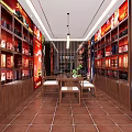Spacious Tobacco and Liquor Store Interior With Shelves Display Cabinets And Liquor Bottles