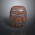 Traditional Wooden Barrel With Metal Hoops And Rustic Surface Texture