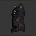 Dark Military Style Jacket With Red Trim Badges And Red Cuffs