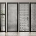Modern Hinged Doors With Black Frames And Various Glass Panel Designs For Interior