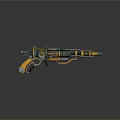 Futuristic Yellow And Green Weapon With Intricate Mechanical Design And Ornamental Details
