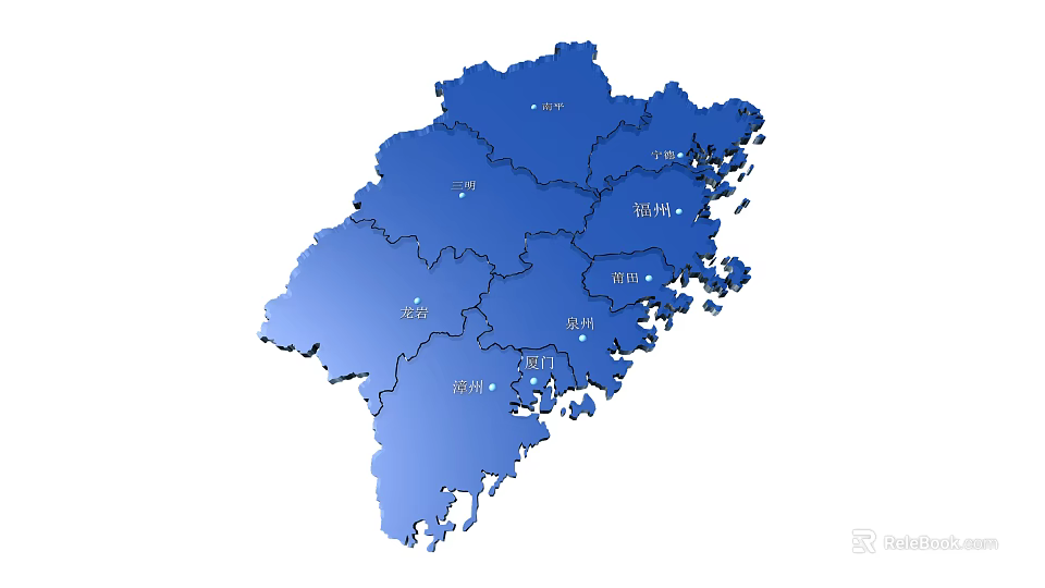 Blue Chinese Map Shaped Wall Decor With City Labels And Decorative Design 3d model 