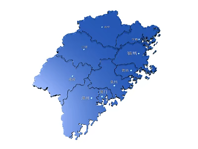Blue Chinese Map Shaped Wall Decor With City Labels And Decorative Design 3d model