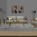 Modern Living Room With Light Colored Sofa Set And Wooden Coffee Table Plus Throw Pillows