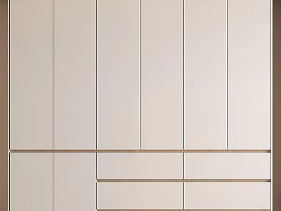 Modern Light Beige Wardrobe With Multiple Doors And Spacious Drawer Storage Design 3d model